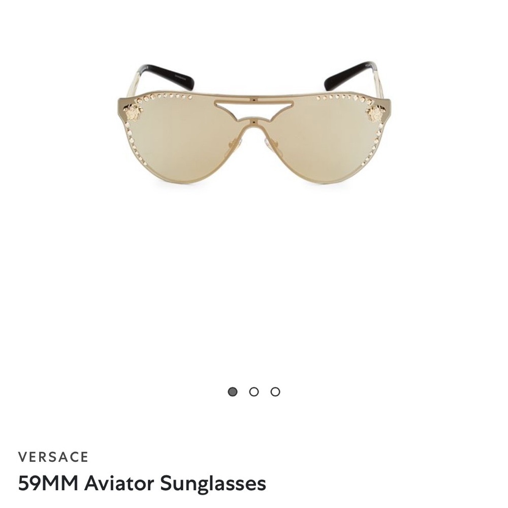 Versace Gold Aviator Sunglasses with Double Bridge - Picture 2 of 11